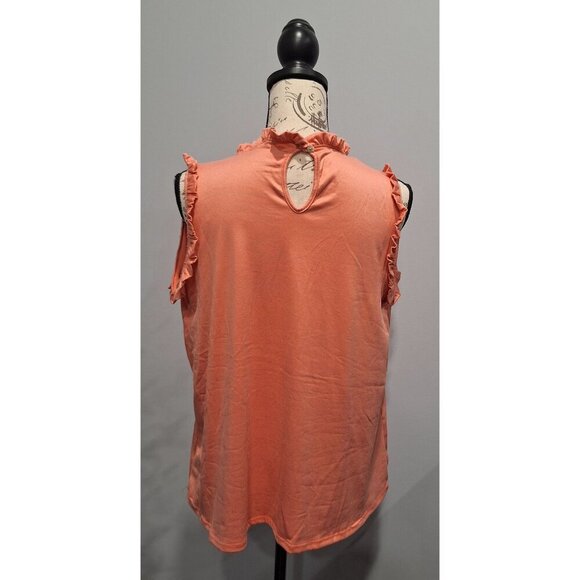 NWOT You & Me Ruffled Coral Sleeveless Blouse/Size. S - Picture 3 of 6